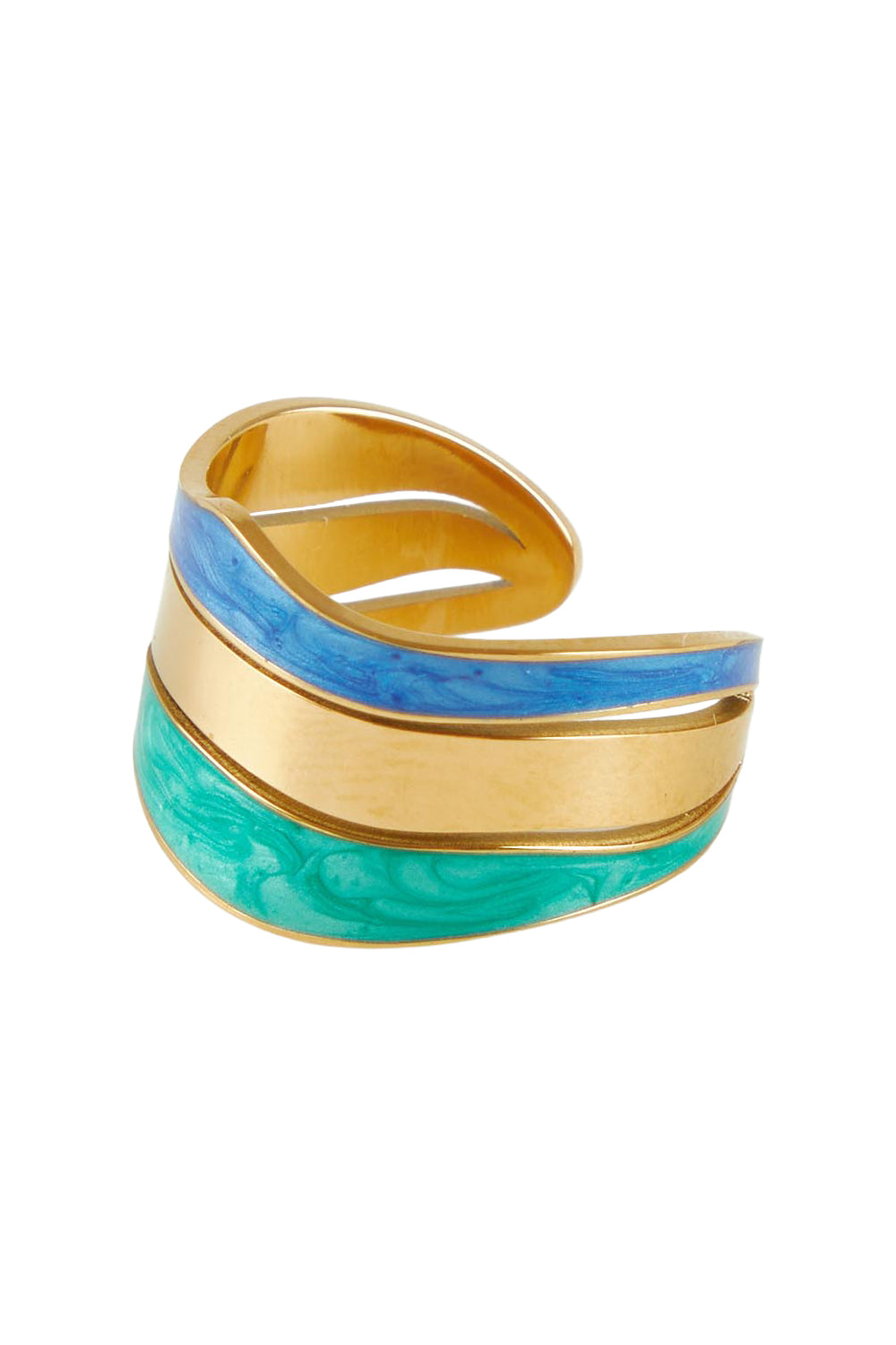 Product shot of the Parting Waters Ring in colour Bluegold (Metallics), from the front