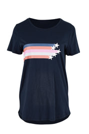 Product shot of the Seeing Stars Tee in colour Drksapp (Blue), from the front