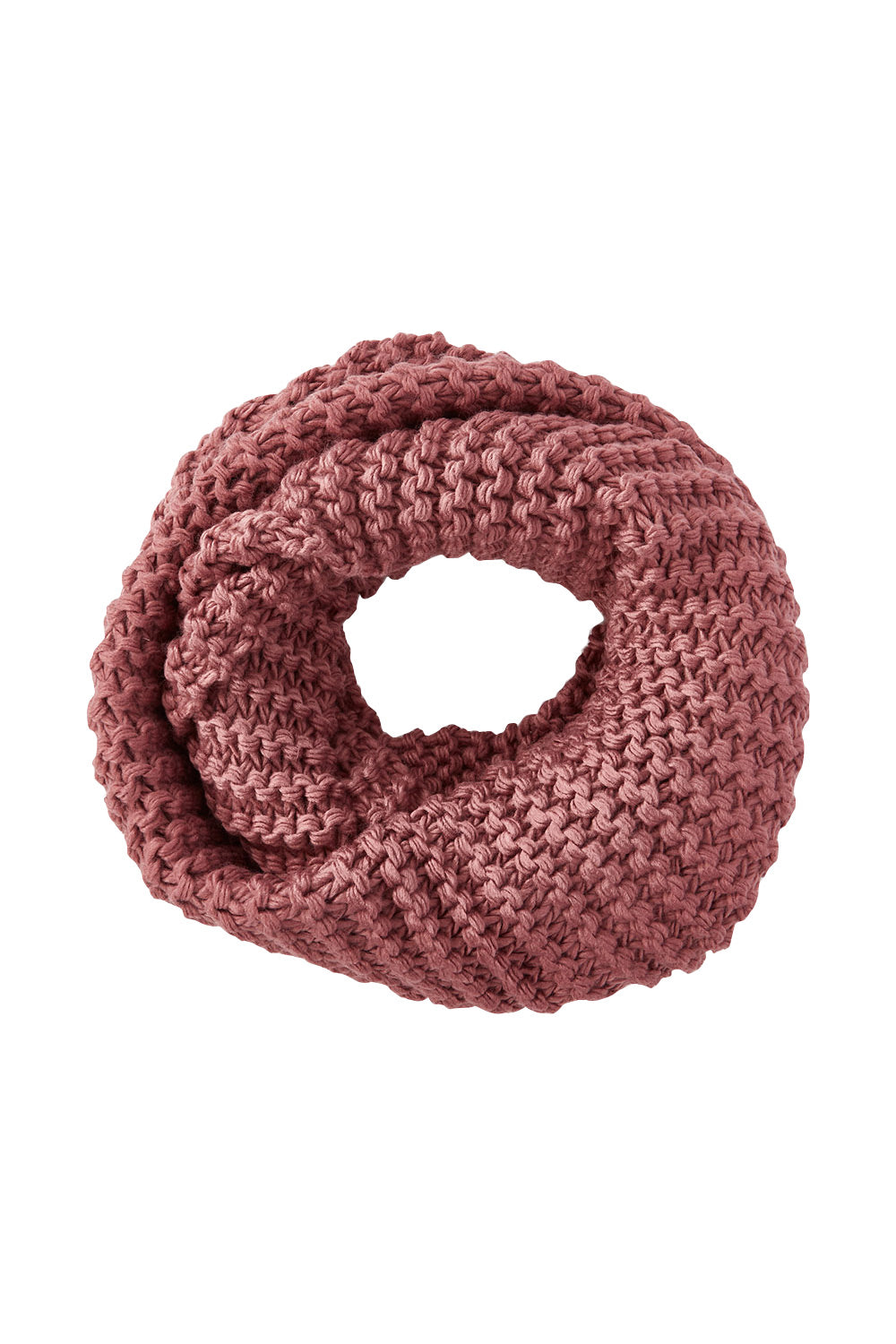 Product shot of the Organic Loop Scarf in colour Pinkclay (Pink), from the front