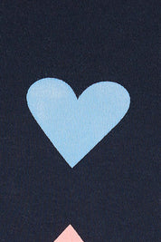 Product shot of the Lucky In Love Tee in colour Drksapp (Blue), detail