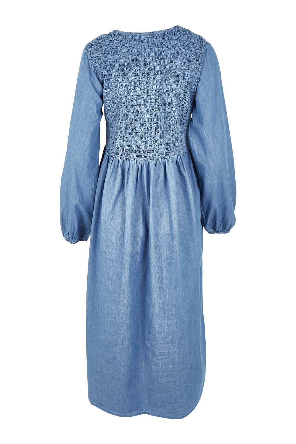 Product shot of the Jules Dress in colour Blue (Blue), from the back
