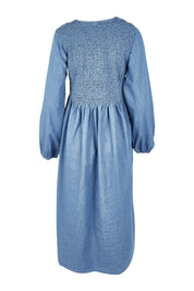 Product shot of the Jules Dress in colour Blue (Blue), from the back