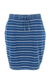 Product shot of the Go My Way Skirt in colour Chambray (Blue), from the front