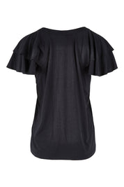 Product shot of the Tulip Tee in colour Black (Black), from the back
