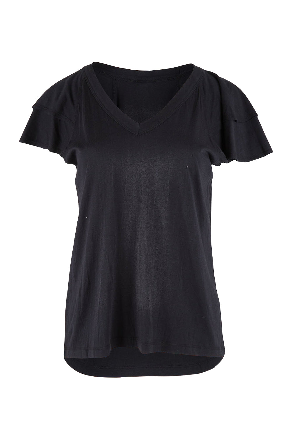 Product shot of the Tulip Tee in colour Black (Black), from the front