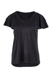 Product shot of the Tulip Tee in colour Black (Black), from the front