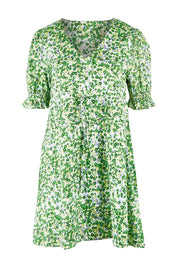 Product shot of the Prairie Floral Dress in colour Prairie (Green), from the front