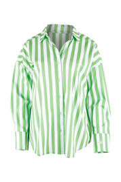 Product shot of the Delia Shirt in colour Meadowwhit (Green), from the front