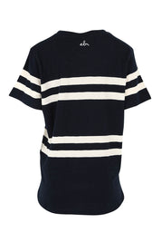 Product shot of the Allegra Ss Tee in colour Navywhite (Blue), from the back