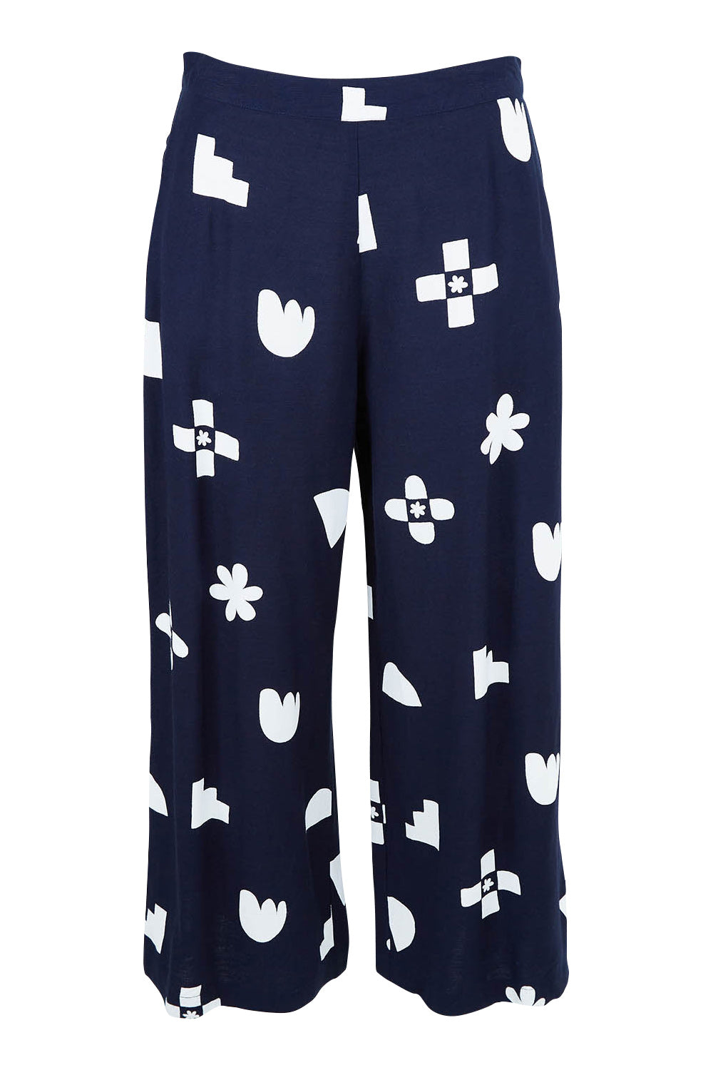 Product shot of the Ellipse Wide Leg Pant in colour Ellipse (Blue), from the front