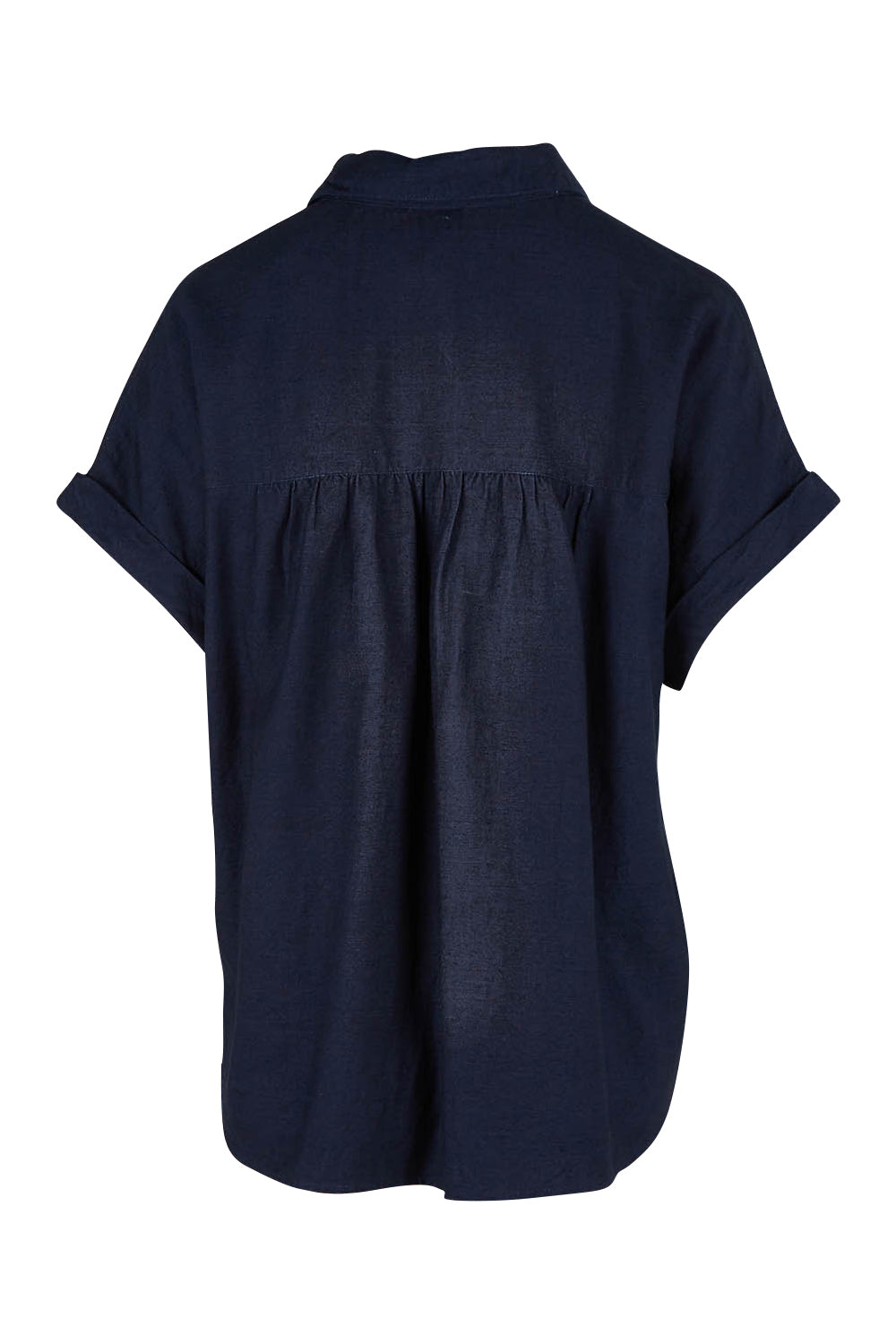 Product shot of the Clem Shirt in colour Navy (Blue), from the back