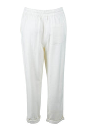 Product shot of the Clem Relaxed Linen Blend Pant in colour Coconut (White), from the back