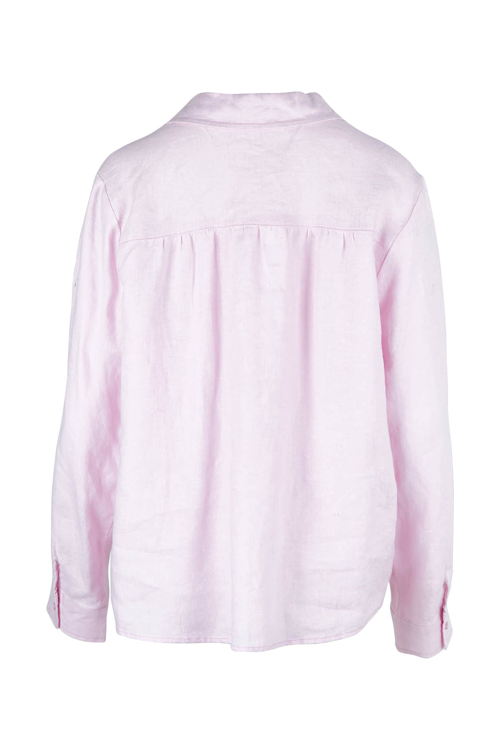 Product shot of the Blair Open Neck Shirt in colour Blossom (Pink), from the back