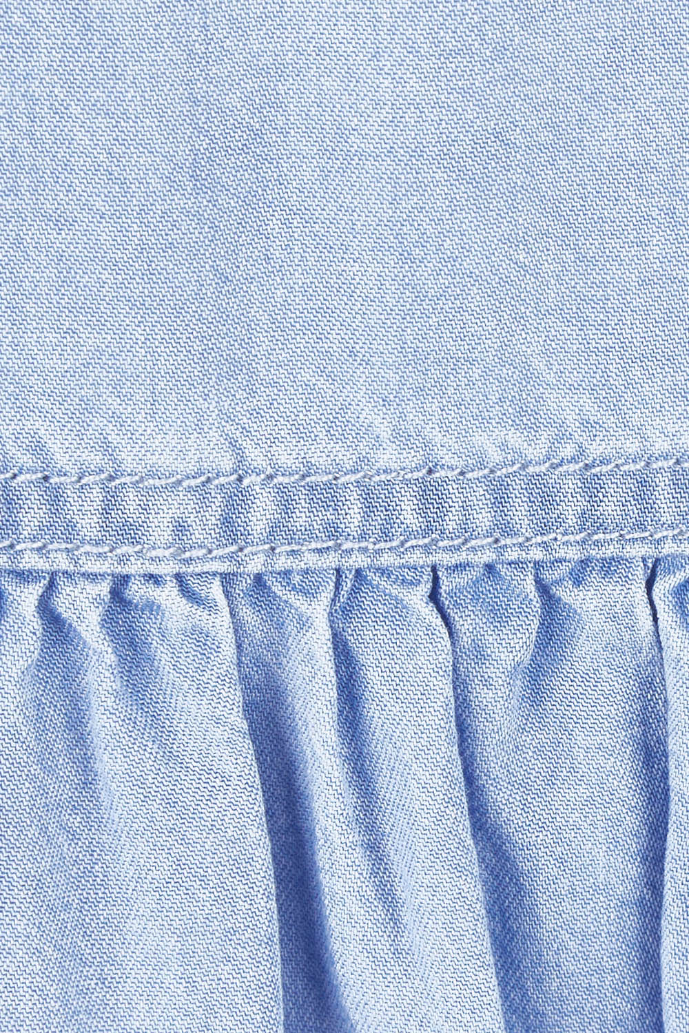 Product shot of the Shanee Chambray Dress in colour Bluewash (Blue), detail