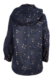 Product shot of the Rain Drops Jacket in colour NavyRoseG (Blue), from the back