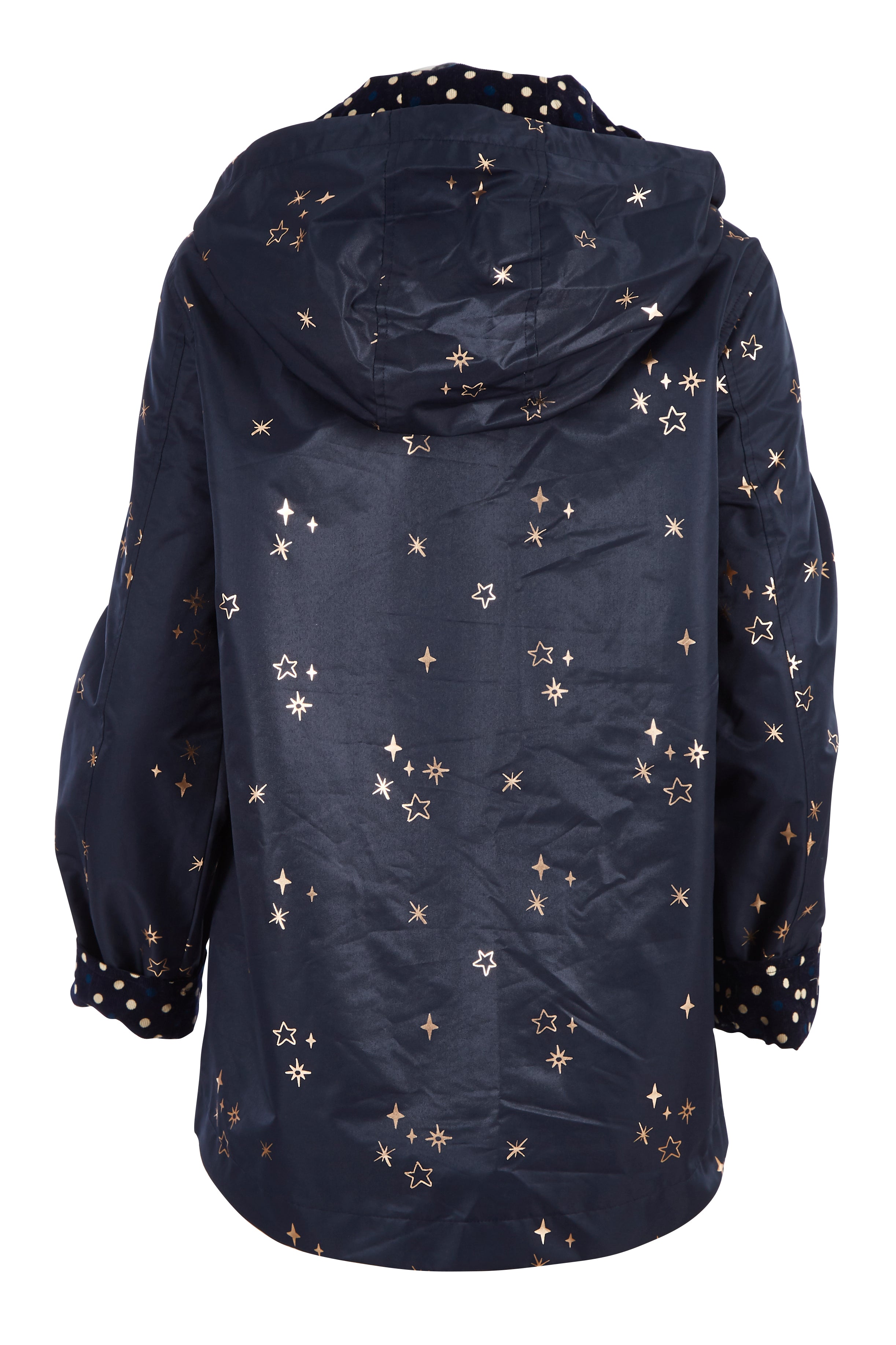 Product shot of the Rain Drops Jacket in colour NavyRoseG (Blue), from the back