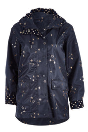 Product shot of the Rain Drops Jacket in colour NavyRoseG (Blue), from the front