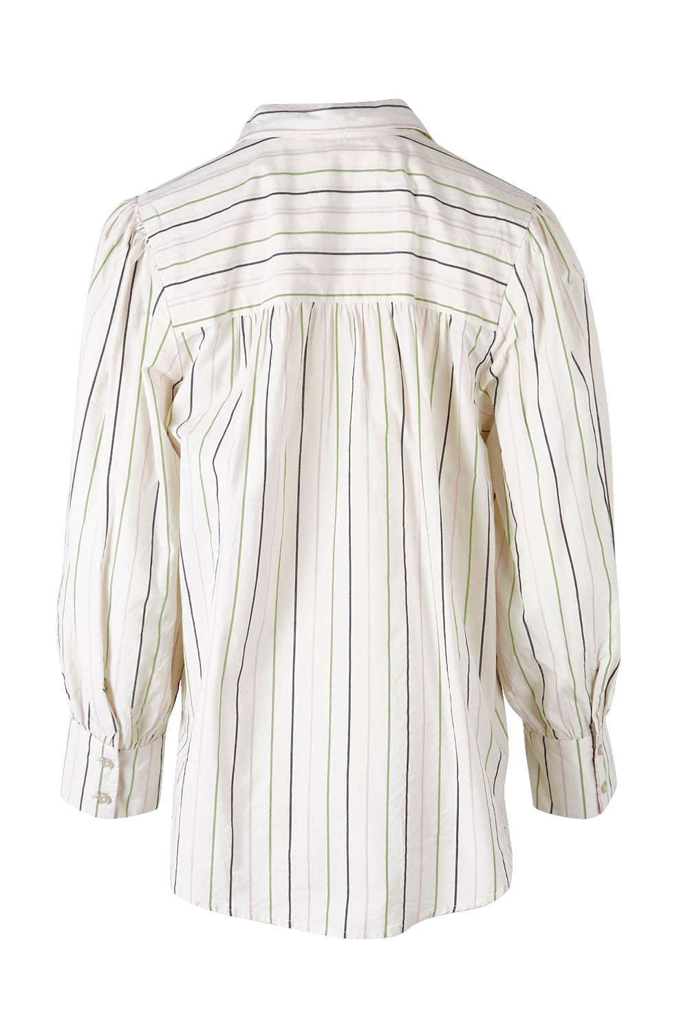 Product shot of the Sorrel Stripe Shirt in colour Pearljungl, from the back