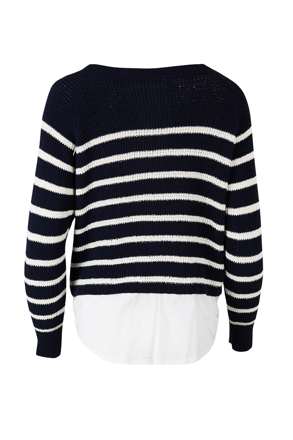 Product shot of the Fawn Combo Knit in colour Drksapp (Blue), from the back