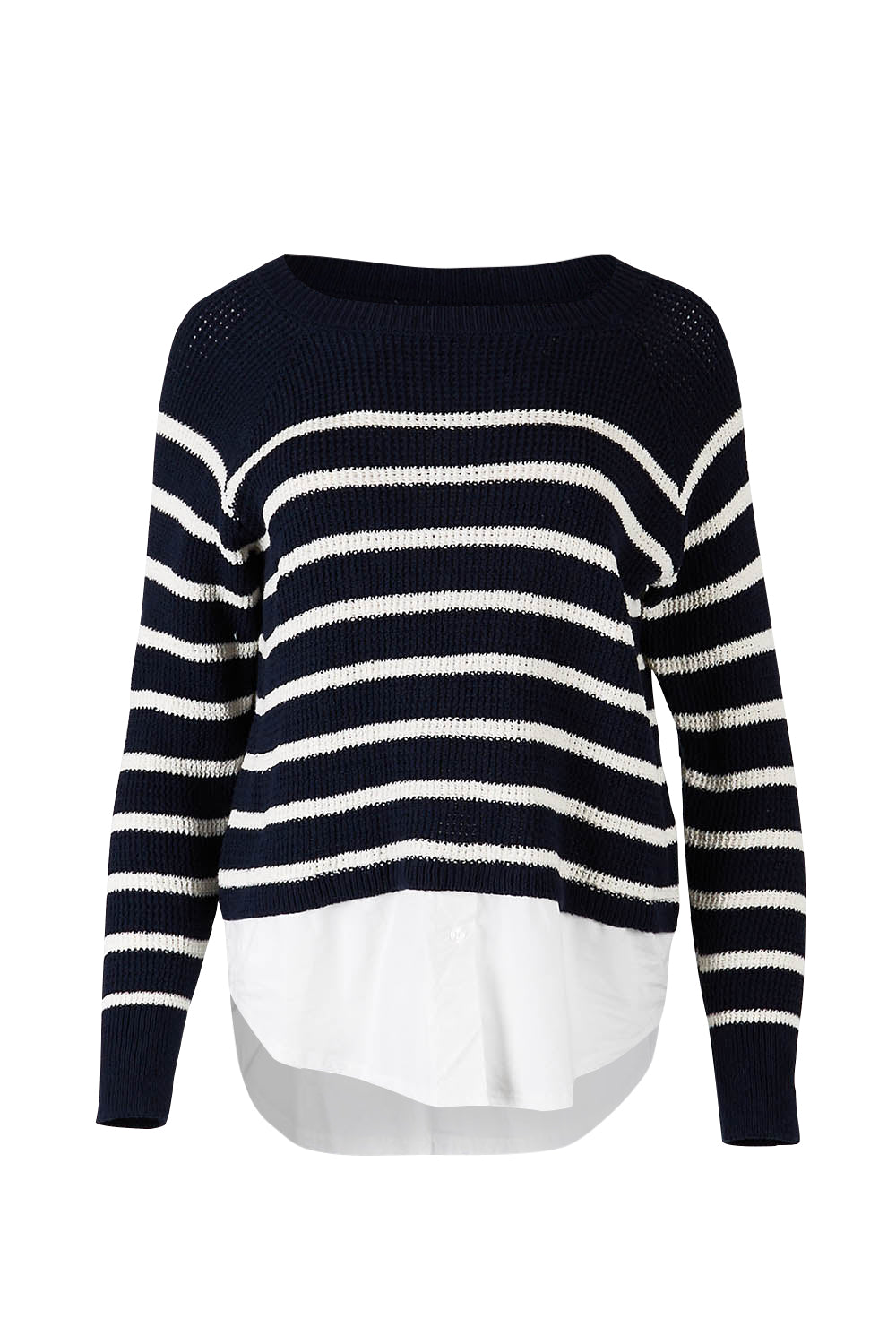 Product shot of the Fawn Combo Knit in colour Drksapp (Blue), from the front