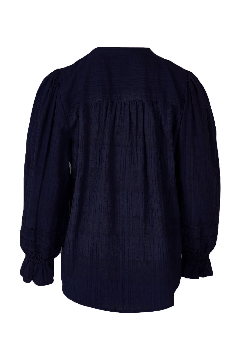 Product shot of the Fennel Shirt in colour Navy (Blue), from the back