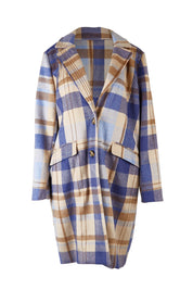 Product shot of the Cove Check Coat in colour Navyhydra (Blue), from the front