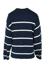 Product shot of the Iris Stripe Knit in colour Navywhite (Blue), from the back