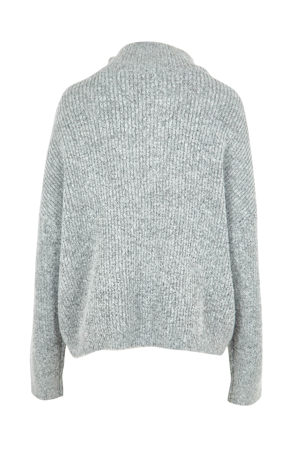 Product shot of the Bron Button Knit in colour Greymarle (Grey), from the back