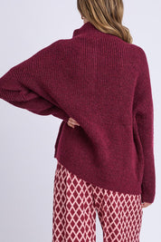 Bron Button Knit – Maroon