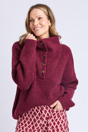 Bron Button Knit – Maroon