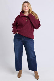 Bron Button Knit – Maroon