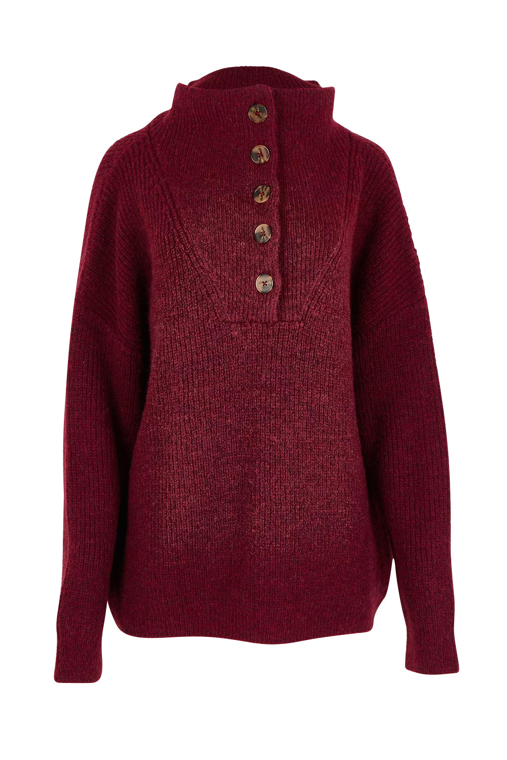 Bron Button Knit – Maroon