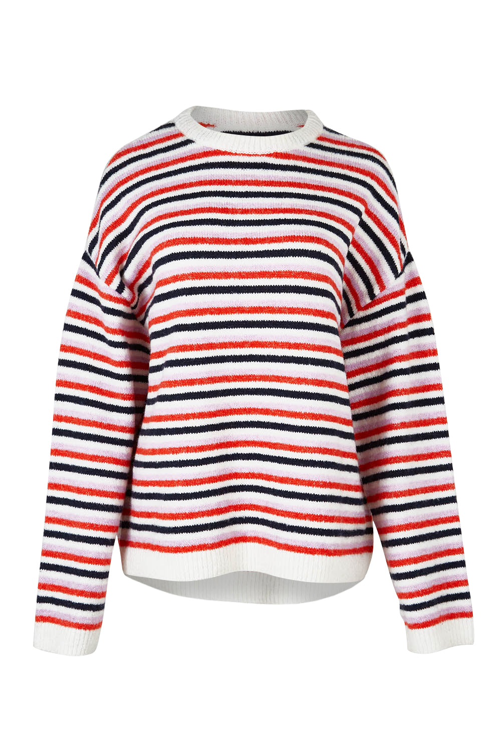 Product shot of the Rye Stripe Knit in colour Peonypink (Pink), from the front