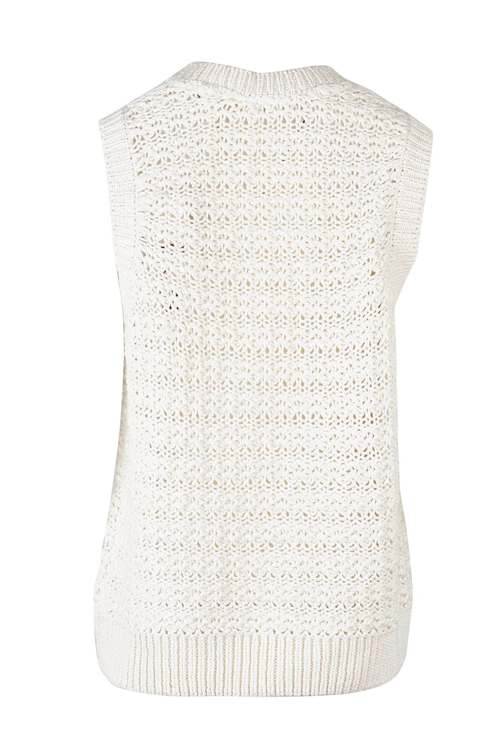 Product shot of the Janey Knit Vest in colour Pearl (White), from the back