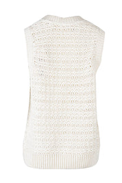 Product shot of the Janey Knit Vest in colour Pearl (White), from the back