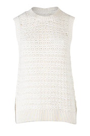Product shot of the Janey Knit Vest in colour Pearl (White), from the front