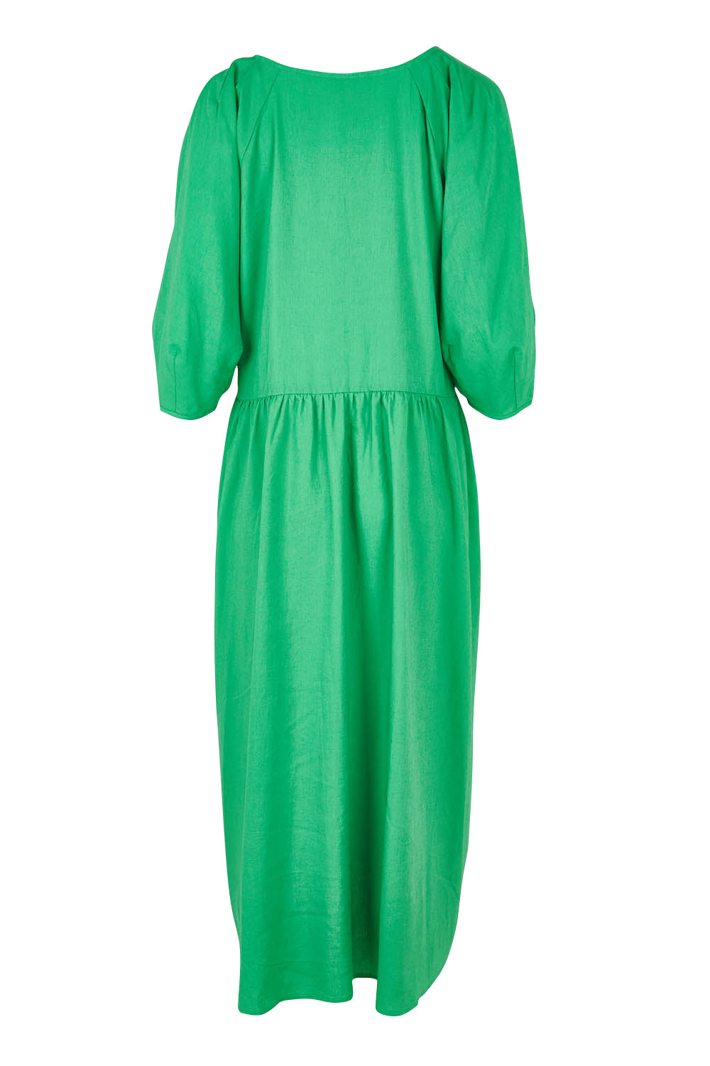 Product shot of the Rosalie Dress in colour Greenbriar (Green), from the back