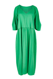 Product shot of the Rosalie Dress in colour Greenbriar (Green), from the front