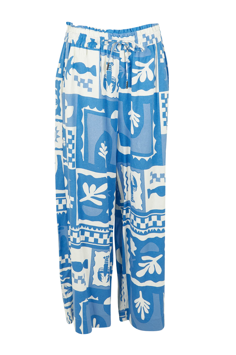 Product shot of the Holiday Sun Pant in colour Cerulean (Blue), from the front