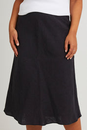 Preloved Eleni Linen Skirt - Black