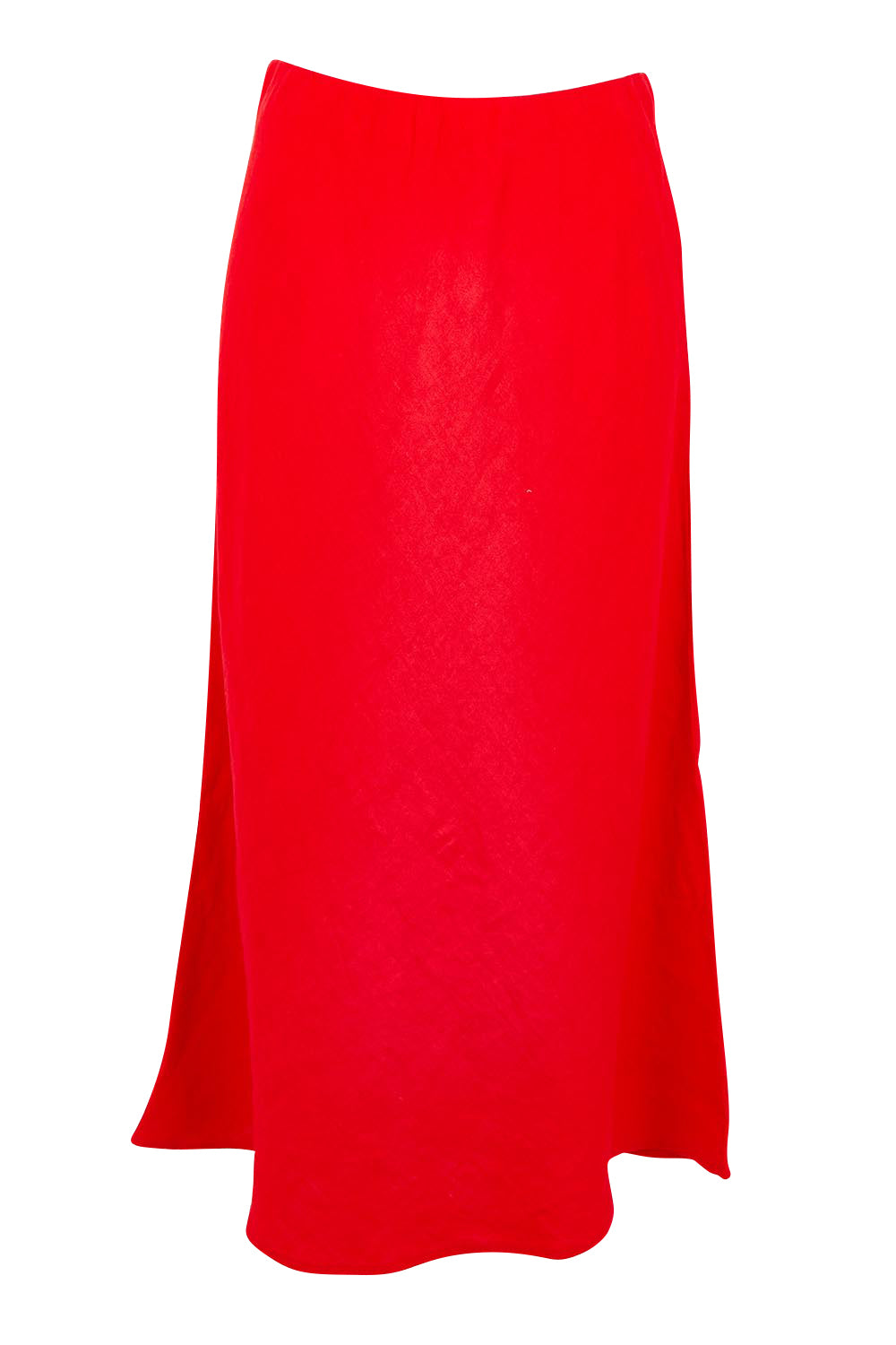 Product shot of the Eleni Linen Skirt in colour Poppy (Red), from the front