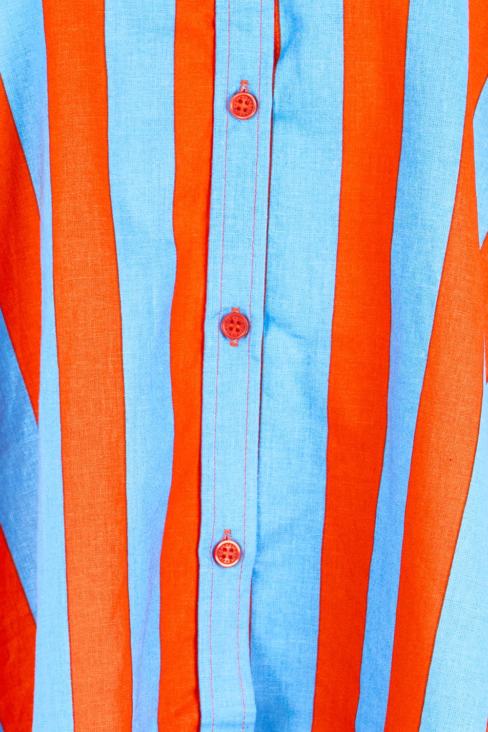 Product shot of the Palermo Stripe Linen Blend Shirt – Tangblue in colour Tangblue, showing detail