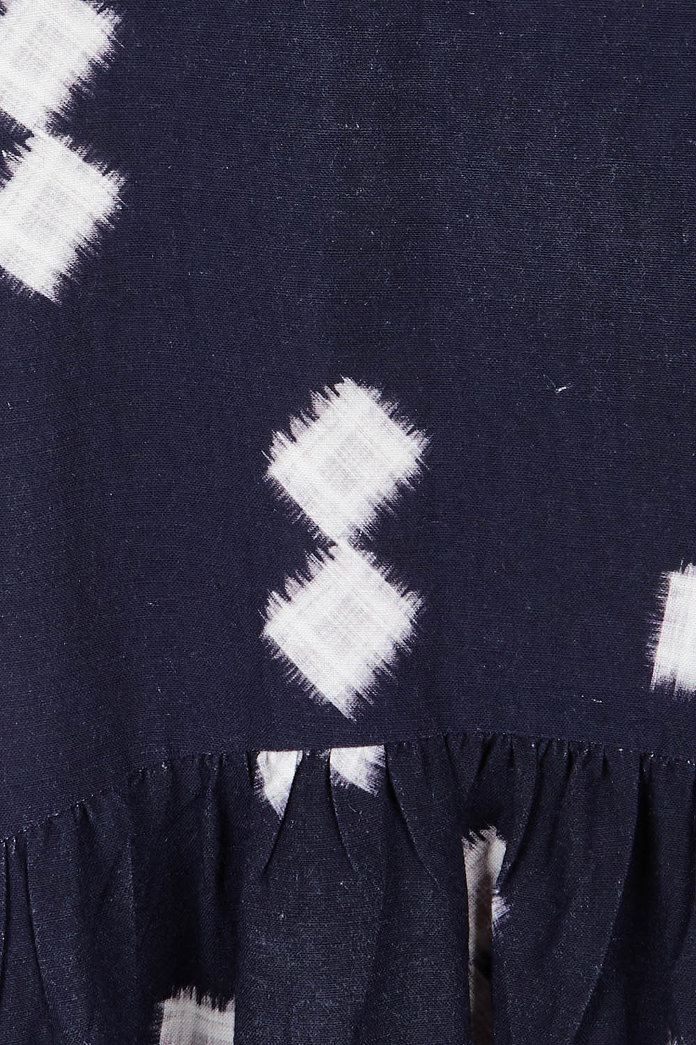 Product shot of the Positano Linen Blend Dress in colour Navyprint (Blue), detail