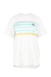 Product shot of the Line Up Tee in colour Marshmello (White), from the front