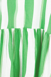 Product shot of the Spritz Stripe Linen Blend Dress in colour Greenwhite (Green), detail