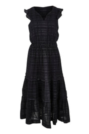 Product shot of the Isabella Cotton Blend Dress in colour Black (Black), from the front
