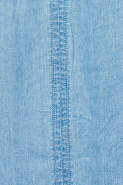 Product shot of the Penny Chambray Utility Skirt in colour Midblue (Blue), detail
