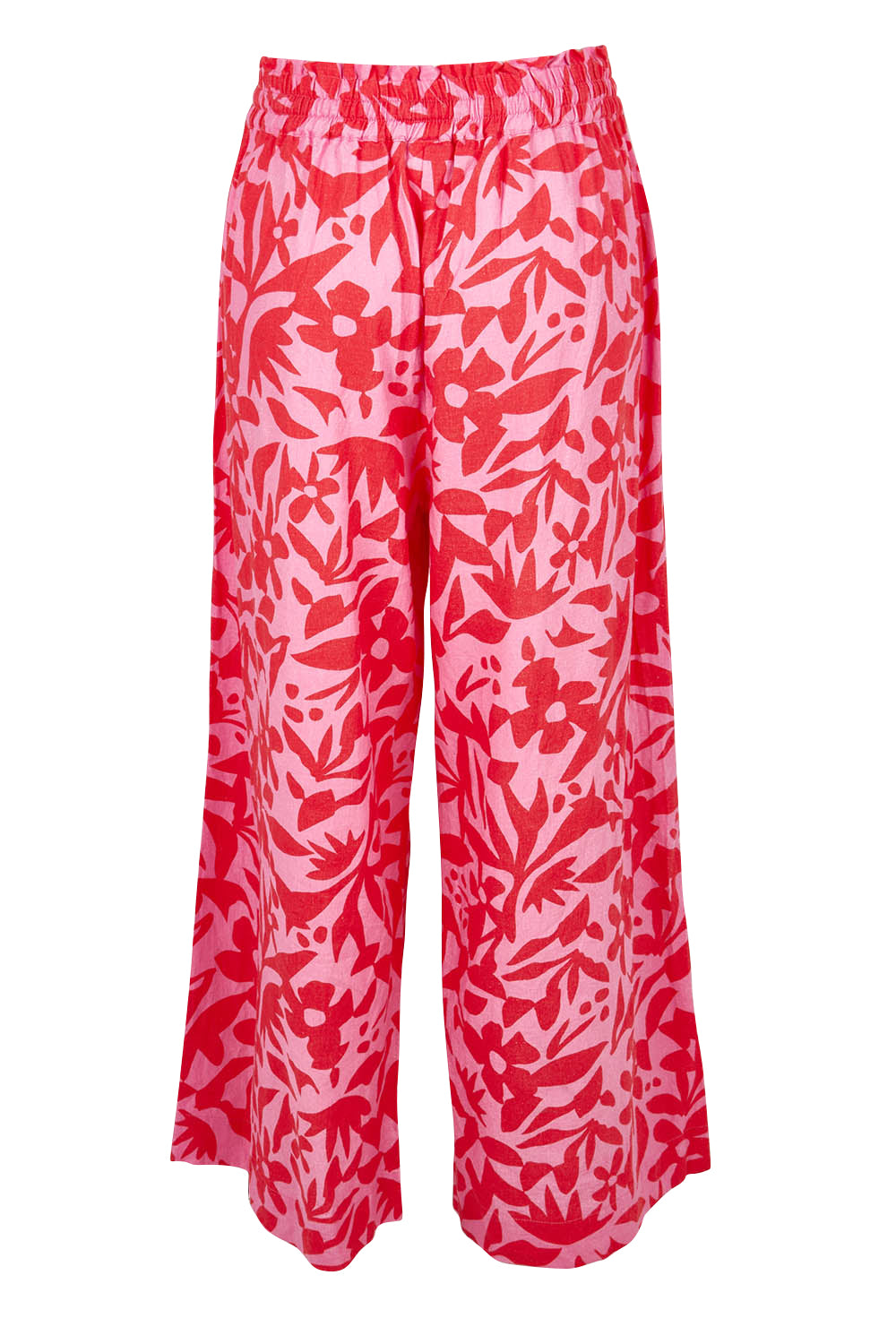 Product shot of the Sunset Hour Linen Blend Pant in colour Sunset (Pink), from the back