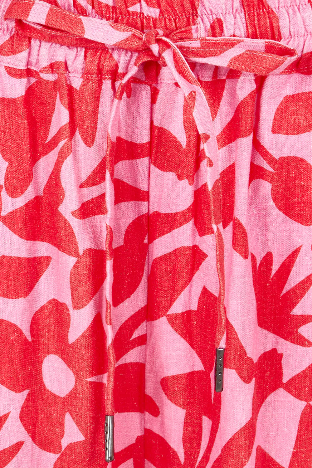 Product shot of the Sunset Hour Linen Blend Pant in colour Sunset (Pink), detail