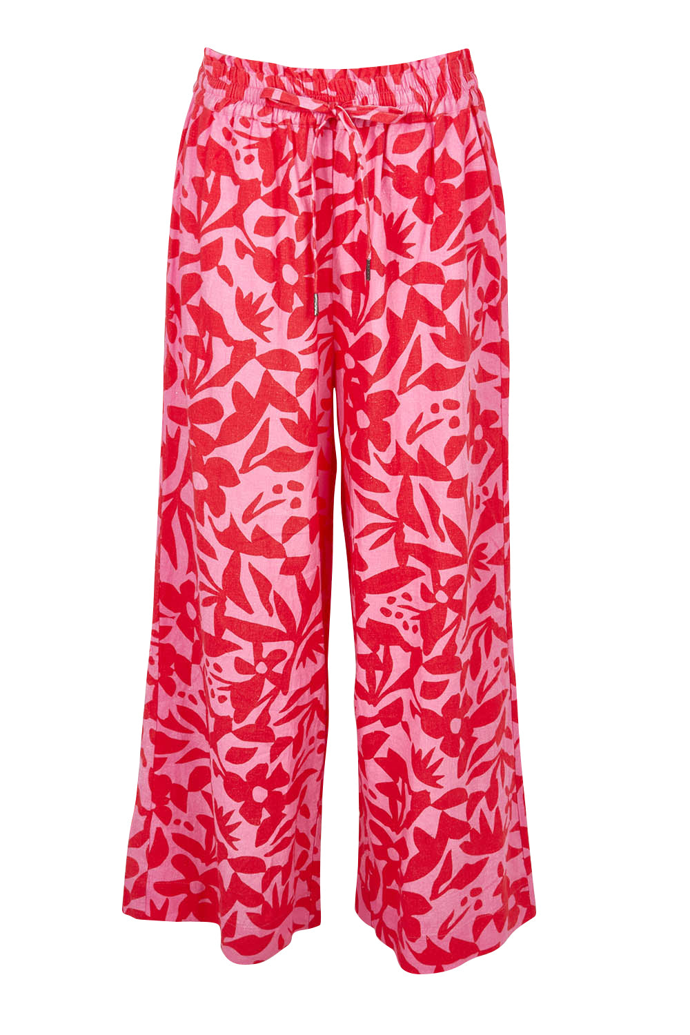 Product shot of the Sunset Hour Linen Blend Pant in colour Sunset (Pink), from the front